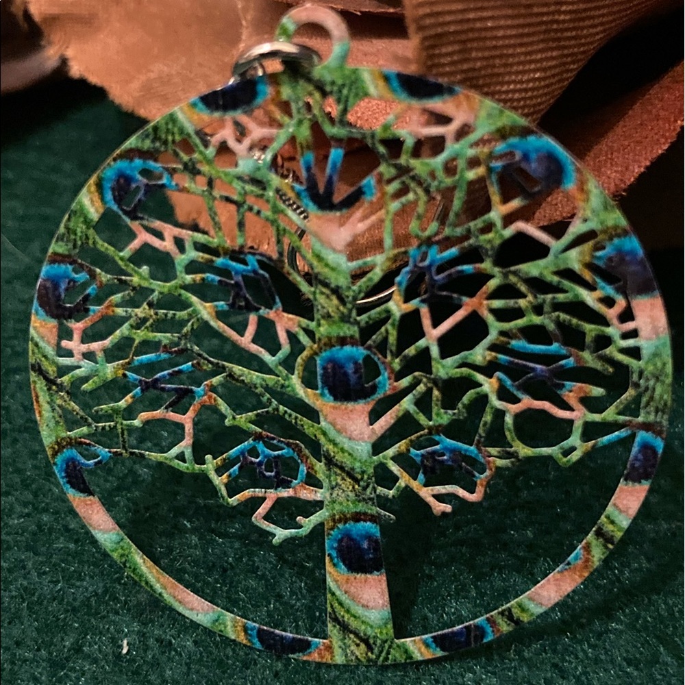 🆕 LASER LACE ENAMELED  “PEACOCK TREE” LARGE EARRINGS IN MULTIPLE SHADES